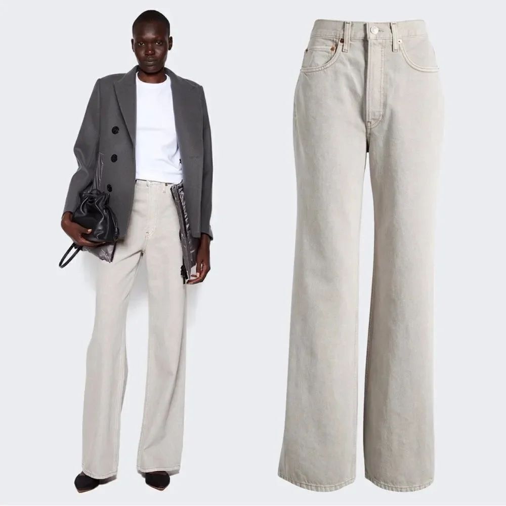 Re/Done Wide Gray Jeans Flare Size 25